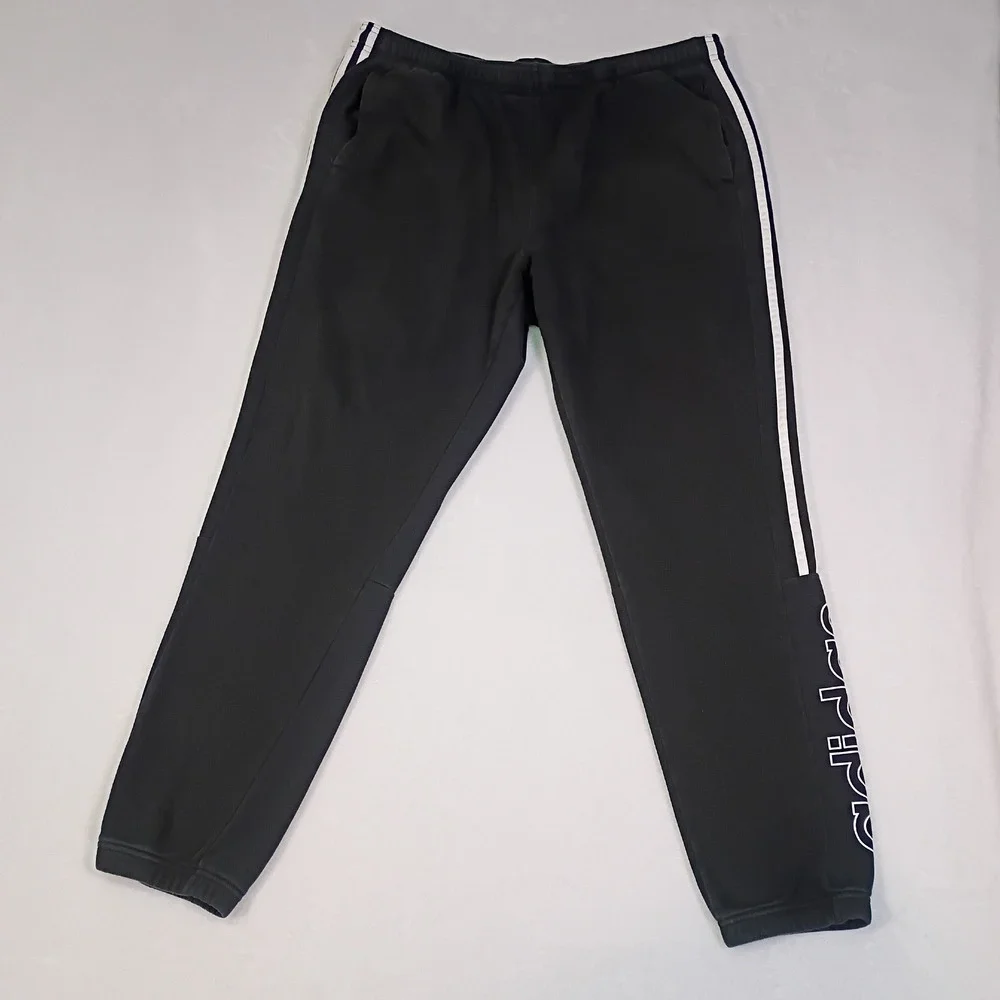 Adidas Mens XL Tapered Cuff 3-Stripes Jogger Sweatpants Pants Black‎ GT9435